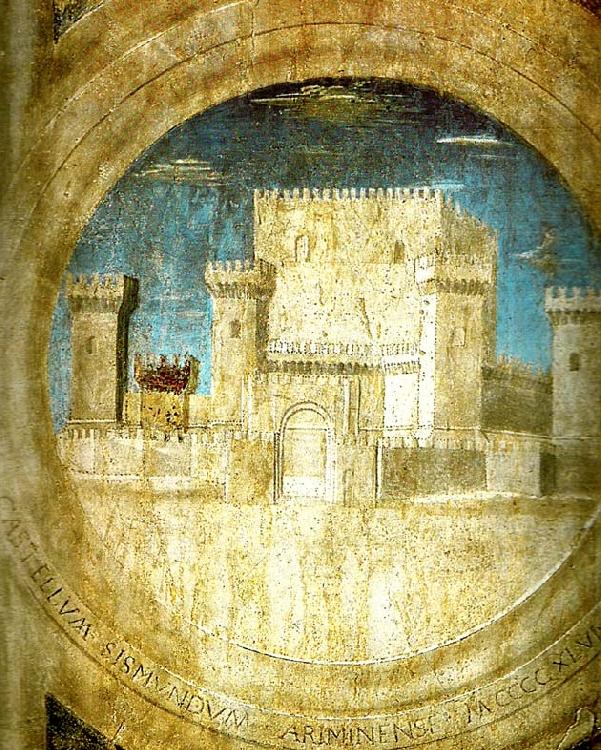 Piero della Francesca detail of the castle from st sigismund and sigismondo china oil painting image